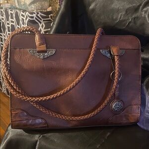 Bueno Tan Leather Shoulder Bag with Braided Strap